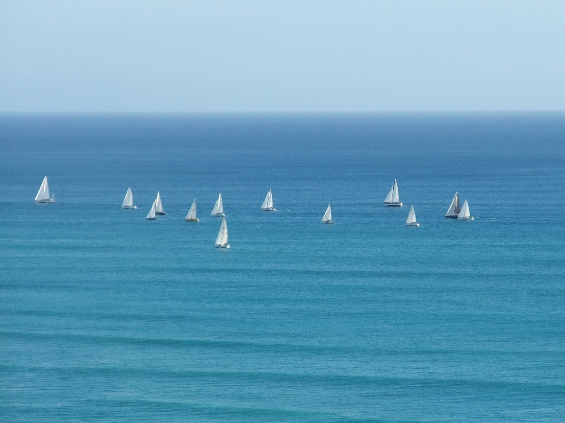 Sailboats off of Waikiki